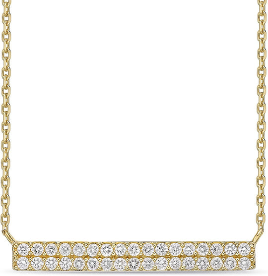 10K Yellow Gold 1/2 Cttw Diamond Two Row Bar Necklace on 20" Cable Chain (H-I Color, I1-I2 Clarity)