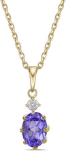 14K Yellow Gold Plated .925 Sterling Silver Oval Cut Birthstone & Created White Sapphire Pendant Necklace 18
