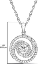 .925 Sterling Silver & White Cubic Zirconia Halo Hypnotizing Spiral Amulet Vintage Reproduction Round Pendant Necklace - 20”