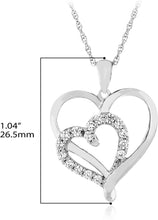 .925 Sterling Silver Cubic Zirconia Nesting Hearts Pendant Necklace with 18