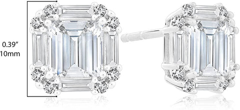 .925 Sterling Silver, 4.0 Cttw Round, Emerald & Baguette Cut Lab-Grown White Sapphire 3/8