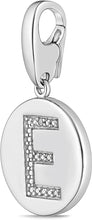 .925 Sterling Silver Diamond-Accented Round Initial Charm Enhancer with Lobster Claw Clasp (I-J Color, I2-I3 Clarity) - Choice of Letter