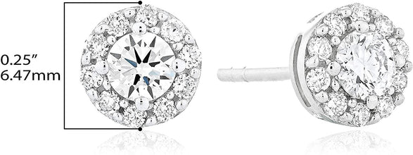 10K White Gold 1/2 Cttw Lab Grown Diamond 6.5mm Round Halo Stud Earrings (G-H Color, SI1-SI2 Clarity)