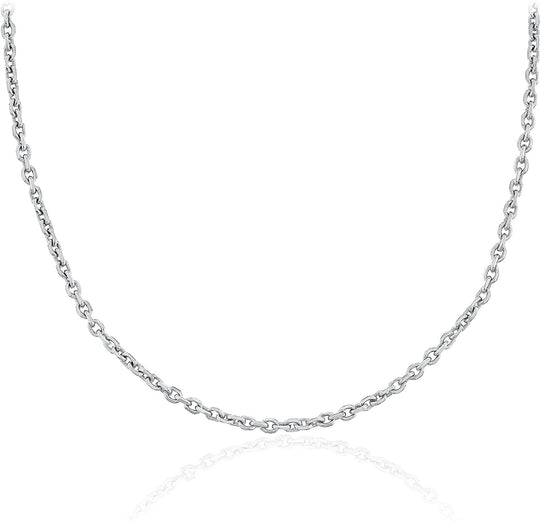.925 Sterling Silver Diamond Cut Cable Chain Adjustable Length 20" - 22"