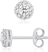 10K White Gold 1/2 Cttw Lab Grown Diamond 6.5mm Round Halo Stud Earrings (G-H Color, SI1-SI2 Clarity)