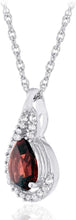 .925 Sterling Silver Pear-Shaped Birthstone & Lab Grown White Sapphire or CZ Teardrop Pendant Necklace on 18