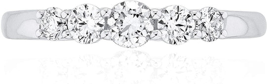 10K White Gold 1/2 Cttw Lab Grown Diamond Five Stone Engagement Ring (G-H Color, SI1-SI2 Clarity)