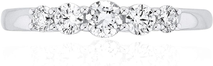 10K White Gold 1/2 Cttw Lab Grown Diamond Five Stone Engagement Ring (G-H Color, SI1-SI2 Clarity)