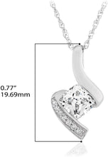 .925 Sterling Silver, Cushion-Cut Birthstone & Created White Sapphire or CZ Twist Pendant Necklace on 18