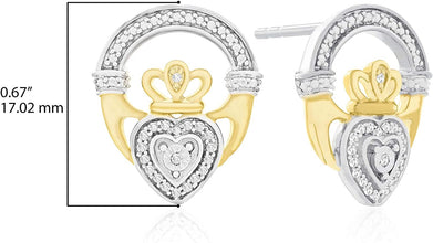 Two Tone 14K Yellow Gold Plated .925 Sterling Silver 1/10 Cttw Diamond 2/3