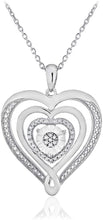 .925 Sterling Silver 1/10 Cttw Diamond Cluster Miracle Plate Concentric Hearts Pendant Necklace with Cable Chain - 18” (I-J Color, I2-I3 Clarity)