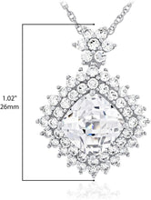 .925 Sterling Silver & Square Cushion Shaped Checkerboard Cut White Cubic Zirconia Double Halo Snowflake 20