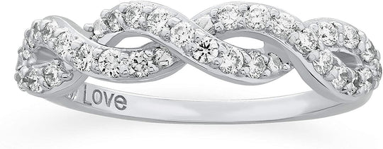 10K White Gold 1/2 Cttw Lab Grown Diamond Twisted Infinity Band Style Ring (G-H Color, SI1-SI2 Clarity)