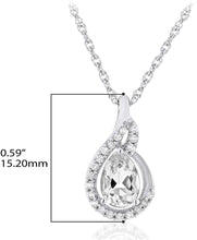 .925 Sterling Silver Pear-Shaped Birthstone & Lab Grown White Sapphire or CZ Teardrop Pendant Necklace on 18