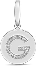 .925 Sterling Silver Diamond-Accented Round Initial Charm Enhancer with Lobster Claw Clasp (I-J Color, I2-I3 Clarity) - Choice of Letter