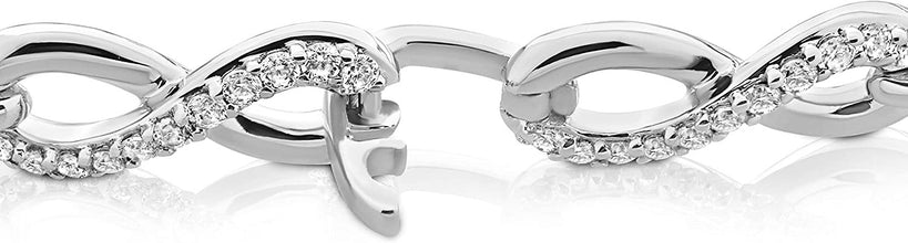 .925 Sterling Silver Round Shape Cubic Zirconia Three Stone Infinity Symbol Link Tennis Bracelet - Size 7.25