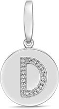 .925 Sterling Silver Diamond-Accented Round Initial Charm Enhancer with Lobster Claw Clasp (I-J Color, I2-I3 Clarity) - Choice of Letter