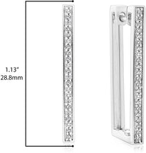 .925 Sterling Silver 1/6 Cttw Diamond Rectangular Hoop Style Huggie Earrings (I Color, I3 Clarity)
