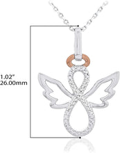14K Rose Gold Plated .925 Sterling Silver Diamond Accented Angel Infinity Pendant Necklace on 18