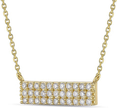 10K Yellow Gold 1/2 Cttw Diamond Three Row Horizontal Bar Pendant Necklace - 20” (H-I Color, I1-I2 Clarity)