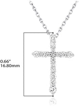 10K White Gold 1/4 Cttw Lab Grown Diamond Cross Pendant Necklace on 18