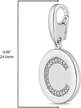 .925 Sterling Silver Diamond-Accented Round Initial Charm Enhancer with Lobster Claw Clasp (I-J Color, I2-I3 Clarity) - Choice of Letter
