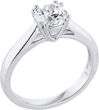 .925 Sterling Silver & Round Cubic Zirconia Cathedral Style Solitaire Engagement Ring