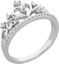 .925 Sterling Silver Lab Created White Sapphire Filigree Tiara Band Ring