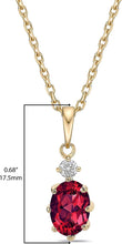 14K Yellow Gold Plated .925 Sterling Silver Oval Cut Birthstone & Created White Sapphire Pendant Necklace 18