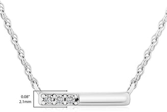 .925 Sterling Silver Round Created White Sapphire Three Stone Bar Necklace - 18