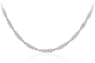 .925 Sterling Silver Singapore Chain Adjustable Length 18