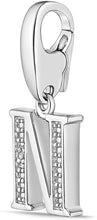 .925 Sterling Silver Diamond-Accented Dangling Initial Charm Enhancer with Lobster Claw Clasp (I-J Color, I2-I3 Clarity) - Choice of Letter