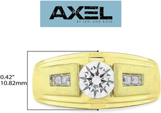 14K Yellow Gold-Plated on Silver Premium Cubic Zirconia Men's Ring