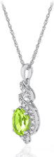 .925 Sterling Silver Gemstone & White Topaz Ribbon Halo Pendant Necklace on 18