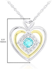 14K Yellow Gold Plated .925 Sterling Silver, Cushion Cut Gemstone & Lab Grown White Sapphire Three Heart Halo Pendant Necklace - 20” - Choice of Color