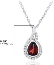 .925 Sterling Silver Pear-Shaped Birthstone & Lab Grown White Sapphire or CZ Teardrop Pendant Necklace on 18