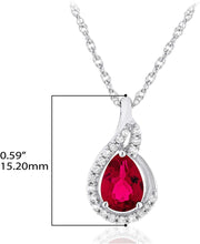 .925 Sterling Silver Pear-Shaped Birthstone & Lab Grown White Sapphire or CZ Teardrop Pendant Necklace on 18
