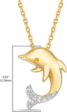 10K Yellow Gold & Diamond Accented Leaping Dolphin Pendant Necklace with Cable Chain - 20” (H-I Color, I1-I2 Clarity)