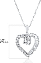 .925 Sterling Silver Lab Created White Sapphire Heart Pendant Necklace on 18