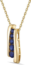 10K Yellow Gold & Gemstone Five Graduated Channel Set Stones Bypass Style Pendant Necklace with Cable Chain - 20” - Choice of Gemstone