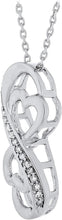 .925 Sterling Silver 1/10 Cttw Diamond Stylized Infinity Knot with Hearts Pendant Necklace on 18