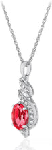 .925 Sterling Silver Gemstone & White Topaz Ribbon Halo Pendant Necklace on 18