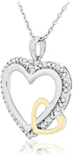 10K Yellow Gold & .925 Sterling Silver Diamond Accented Interlocking Heart Pendant Necklace on 18