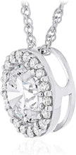.925 Sterling Silver Birthstone & Lab Grown White Sapphire or CZ Halo Pendant Necklace on 18