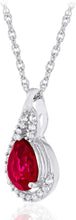 .925 Sterling Silver Pear-Shaped Birthstone & Lab Grown White Sapphire or CZ Teardrop Pendant Necklace on 18