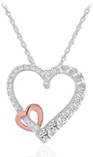 14K Rose Gold Plated .925 Sterling Silver Cubic Zirconia Graduated Interlocking Heart Pendant Necklace on 18