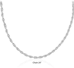 .925 Sterling Silver Rope Chain Adjustable Length 22