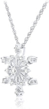 .925 Sterling Silver & White Cubic Zirconia Milgrain Snowflake 20