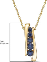 10K Yellow Gold & Gemstone Five Graduated Channel Set Stones Bypass Style Pendant Necklace with Cable Chain - 20” - Choice of Gemstone