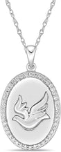 .925 Sterling Silver Cubic Zirconia Engraved Dove with Message “I am essential” Essential Worker Appreciation Oval Pendant Necklace - 20”